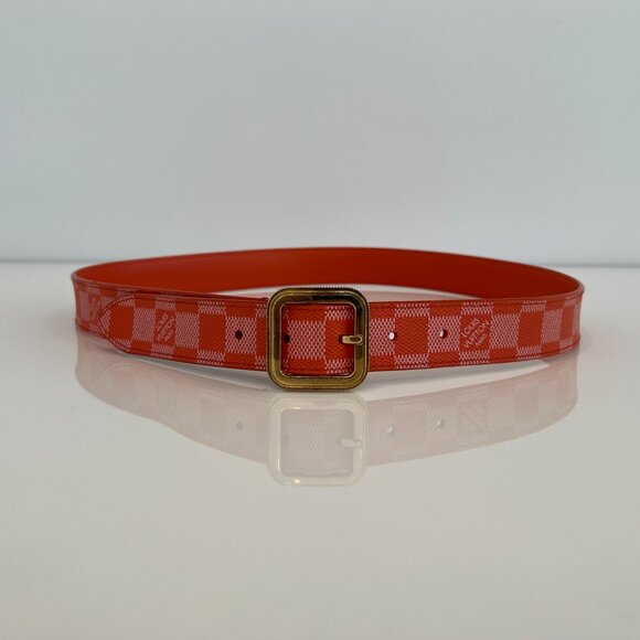 LOUIS VUITTON ORANGE COATED CANVAS LEATHER BELT SIZE 90 / 36 main image 7